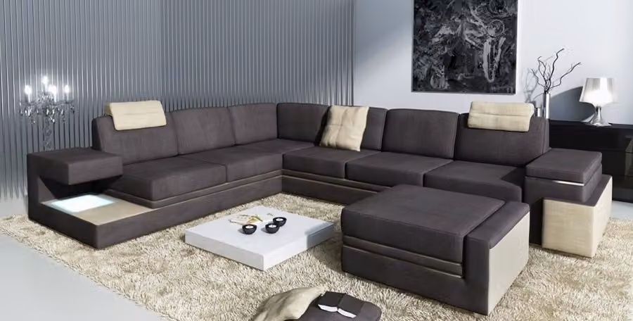 Wohnlandschaft XXL Ecksofa Polster Eck Ecke Sitz Garnitur Sofas Couchen Textil