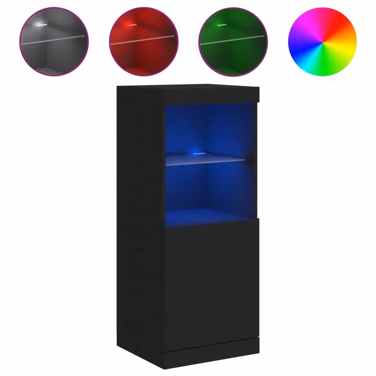 Credenza moderna vidaXL con luci LED integrate in legno nero opaco L/P/H: 41 x 37 x 100 cm