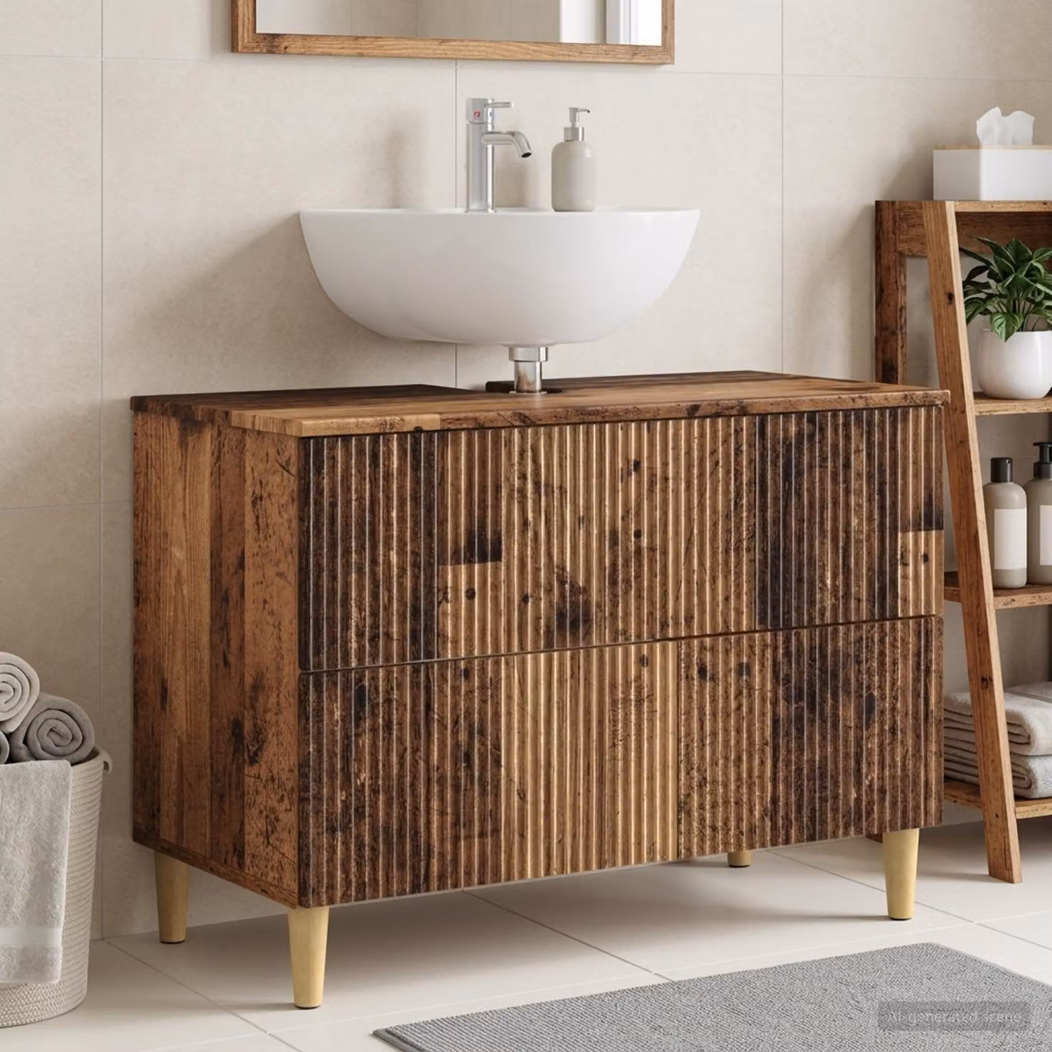 Armadio per lavabo da bagno vidaXL ARNHEM in legno marrone L: 82 cm, P: 41 cm, H: 59 cm