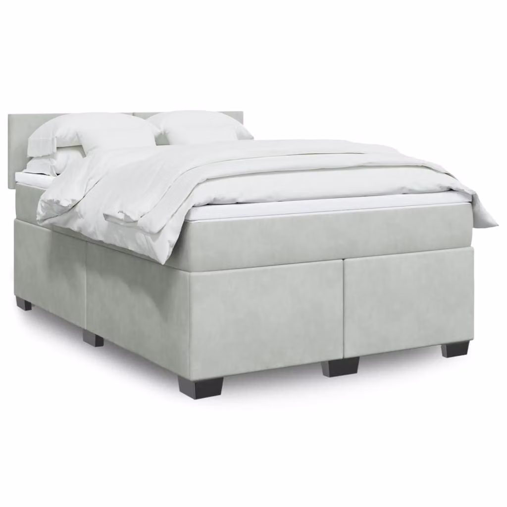 vidaXL Giroletto a Molle con Materasso in Velluto Grigio Chiaro L: 140 cm, P: 200 cm