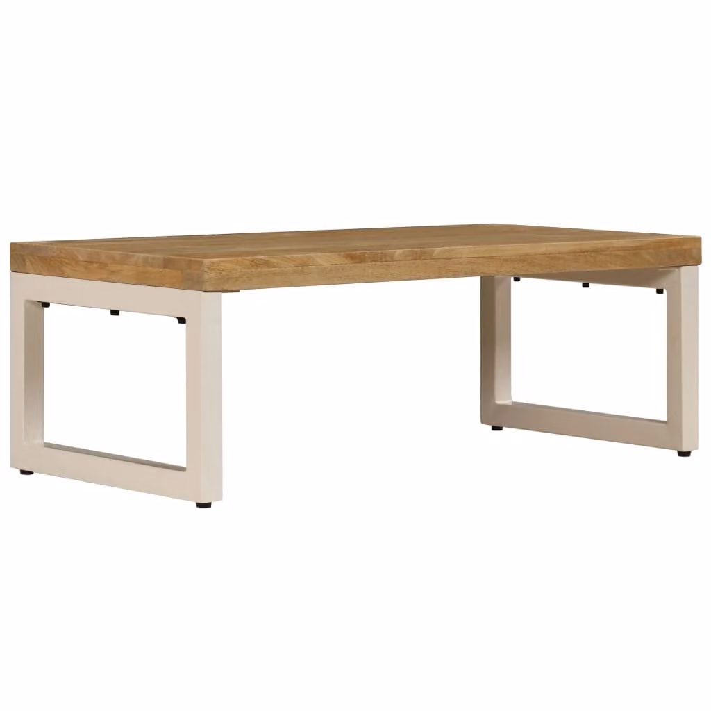 vidaXL Tavolino 100x50x35 cm in legno massiccio di mango e acciaio