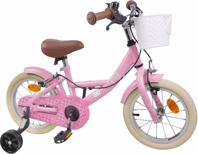 Bicicletta per bambini da 12 pollici rosa con struttura in metallo e pneumatici in gomma