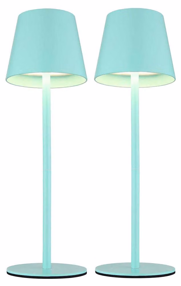 set di 2 lampade da tavolo a LED, menta, batteria ricaricabile, CCT, touch, tappo per bottiglia