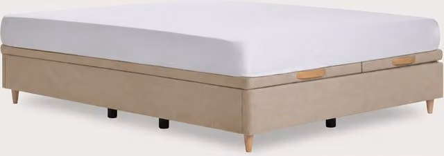 Letto contenitore Lys Kenay Home imbottito in tessuto beige L: 200 cm x P: 190 cm
