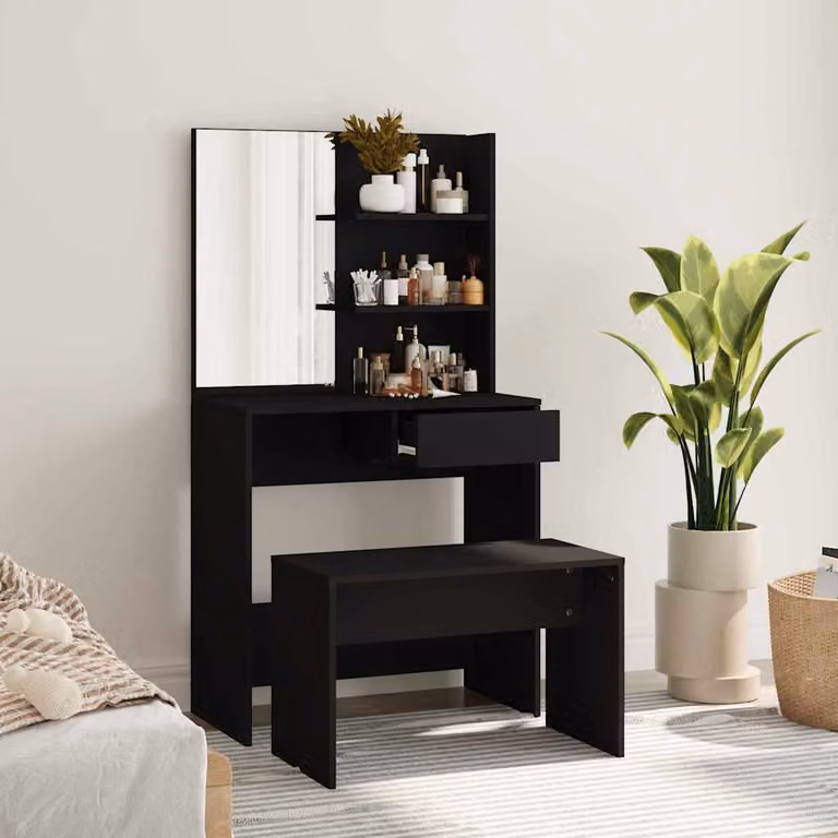 Set Toeletta Moderno vidaXL Nero L: 74,5 cm, P: 40 cm, H: 141 cm