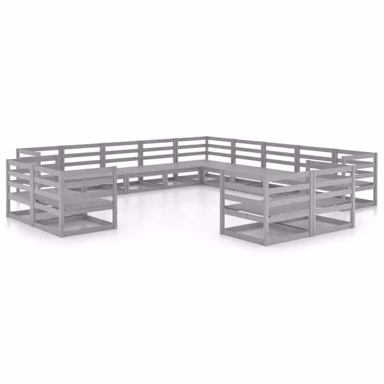 Set Divani da Giardino 13 pz in Legno Massello di Pino