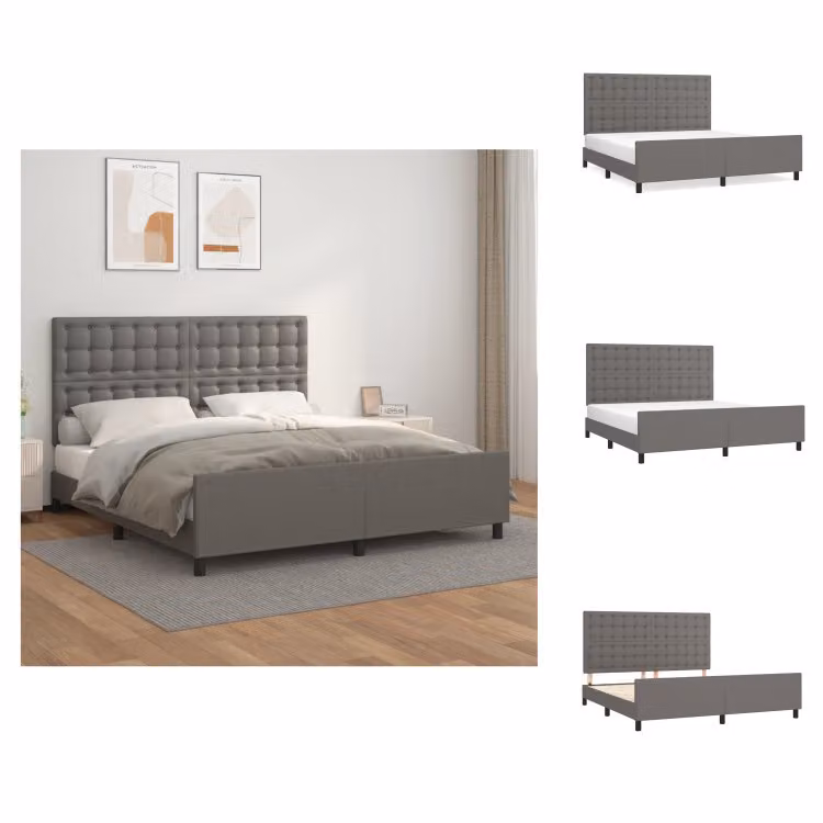vidaXL Struttura letto con testiera grigia 160x200 cm in Pelle finta - Letti e strutture letto