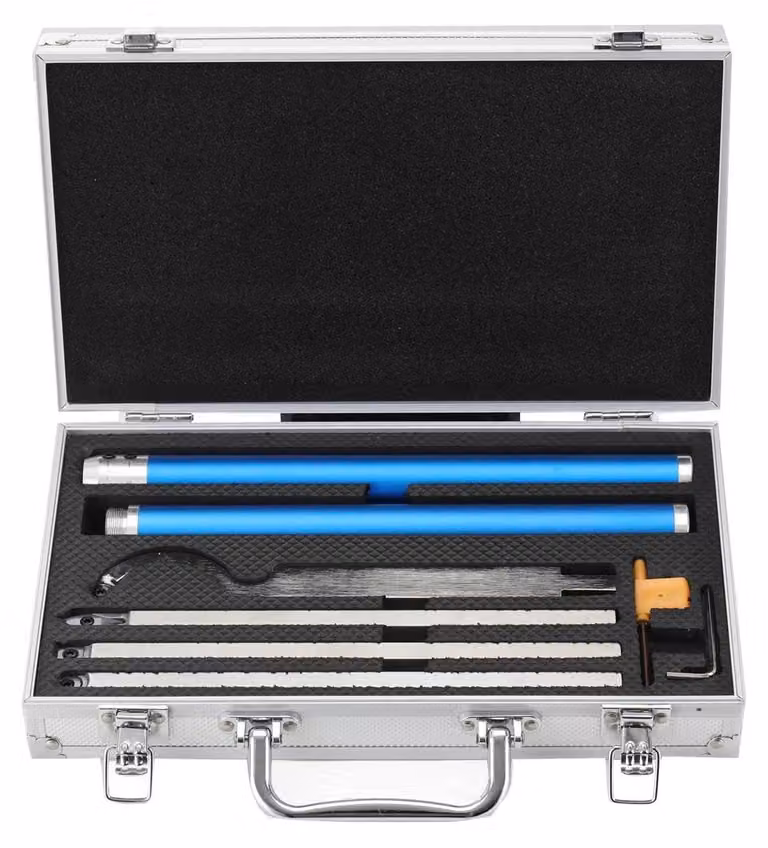 Utensili per tornitura del legno - Set da 8 pezzi - Carburo - 4 tipi di inserti intercambiabili - Gambo quadrato, antiscivolo - Per sgrossatura, finitura e svuotatura