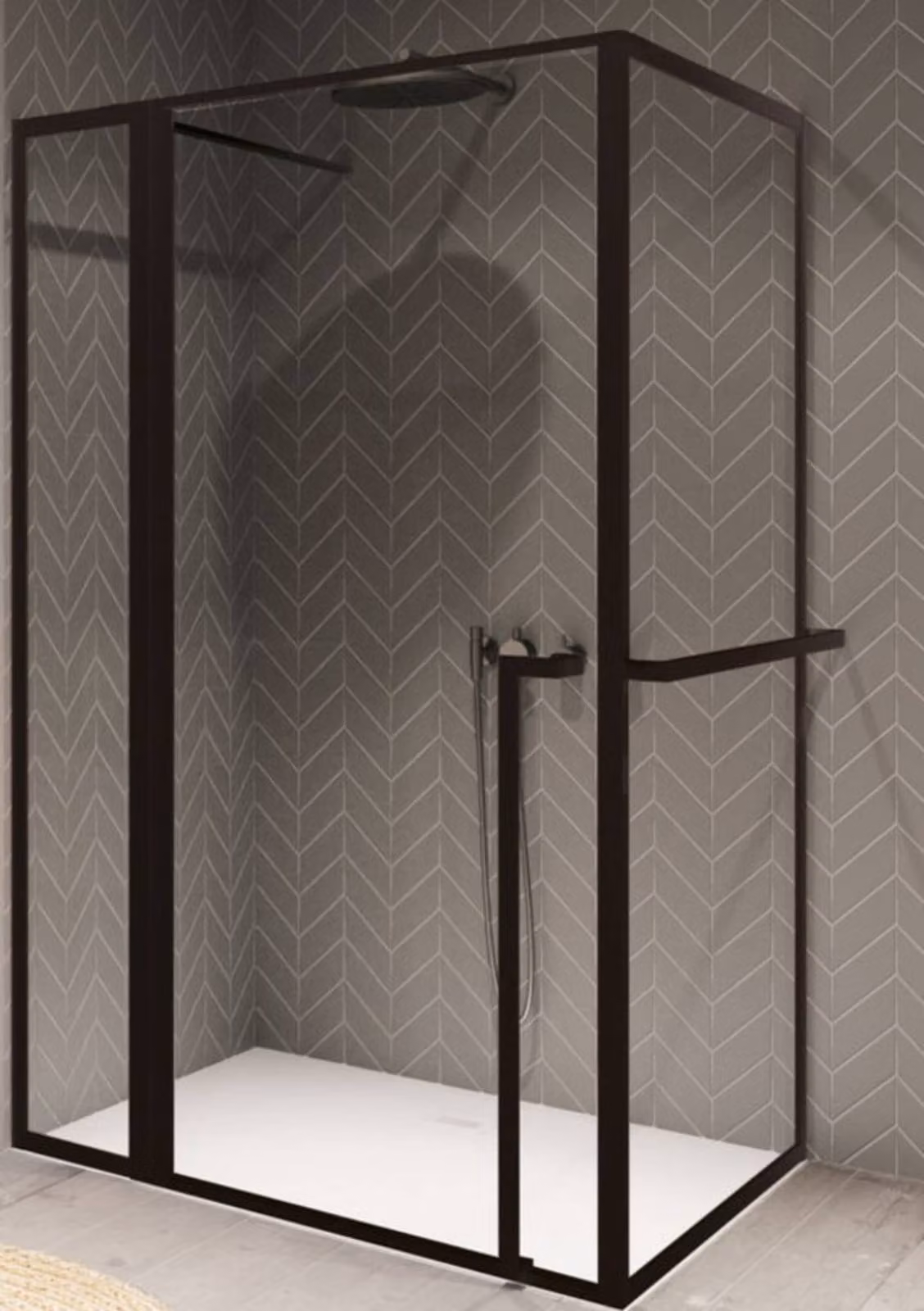 Porta doccia con parete laterale Riho Lucid GD203 XL 110x100x200 cm colore telaio nero GD211B100