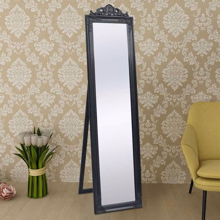 vidaXL Specchio Autoportante Stile Barocco 160x40 cm Nero