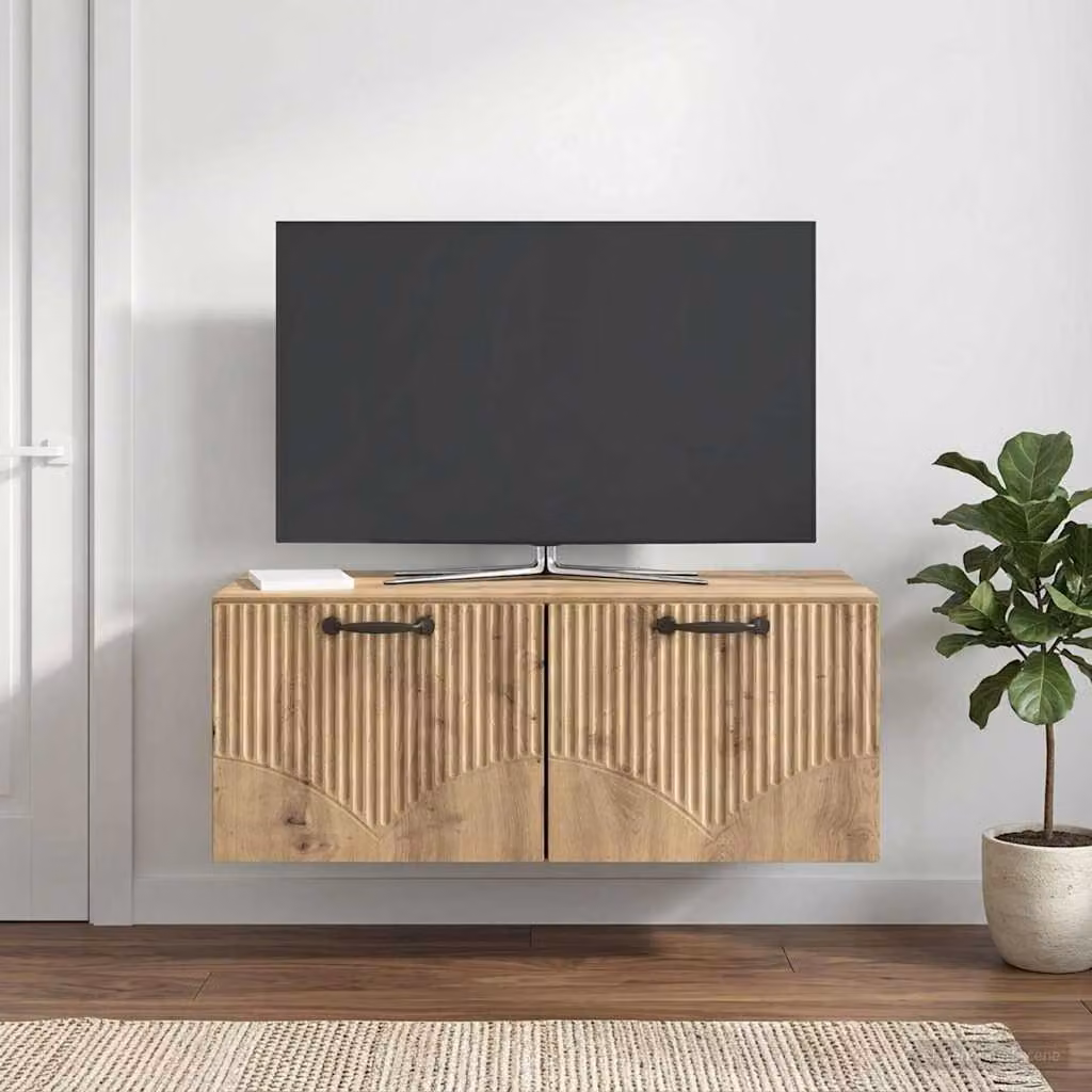 Mobile Porta TV da Muro vidaXL in Rovere Artigianale, Marrone, L: 78,5 cm, P: 41 cm, H: 30 cm