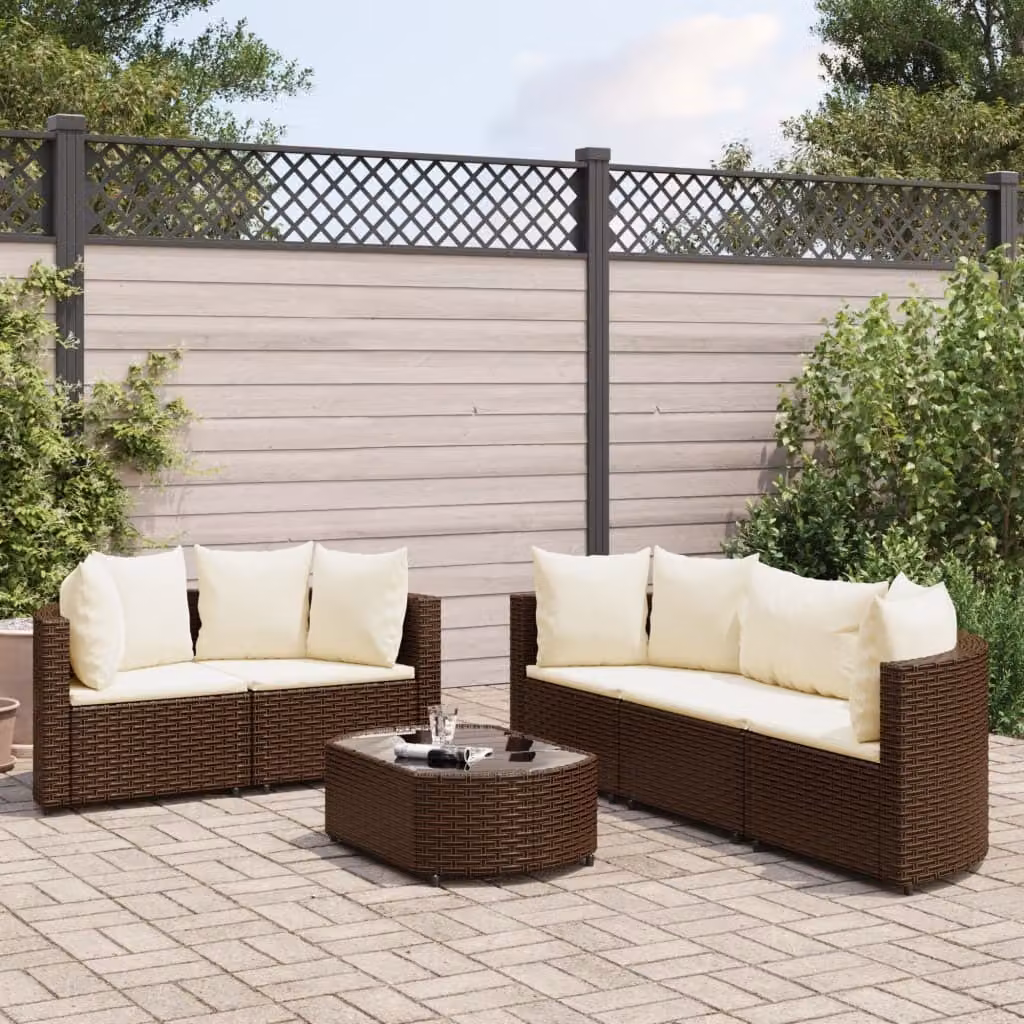 Maison Exclusive - Set da giardino 6 pezzi con cuscini Marrone Poly Rattan