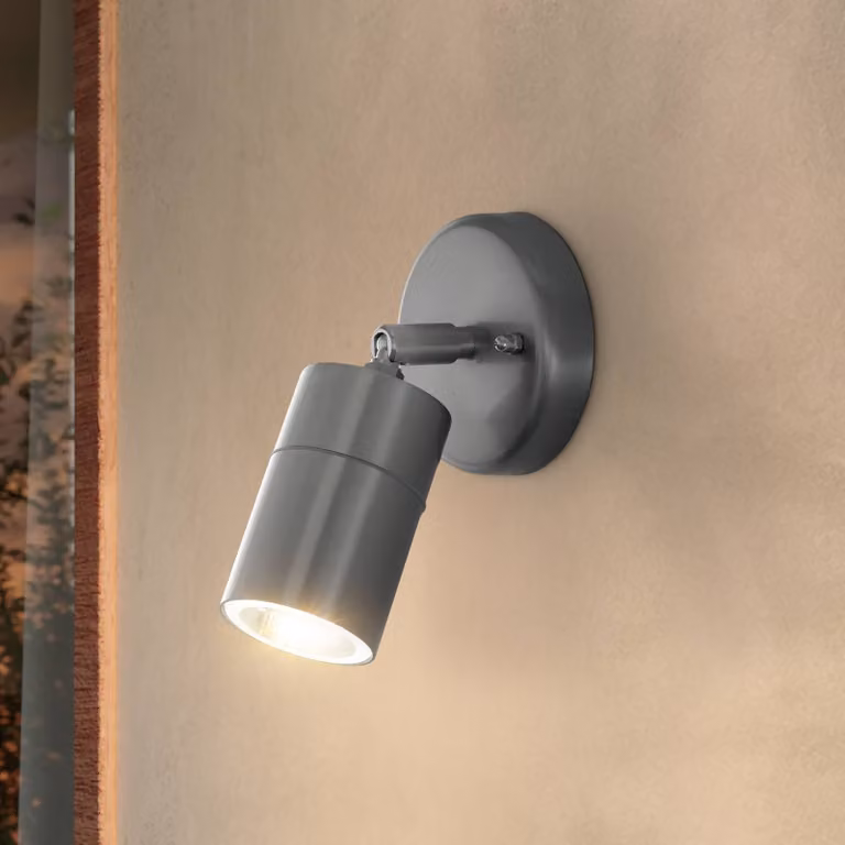 EGLO Applique da esterni Stockholm, Alluminio / Grigio / Zincato, Acciaio Inox, Moderno, Applique da esterni