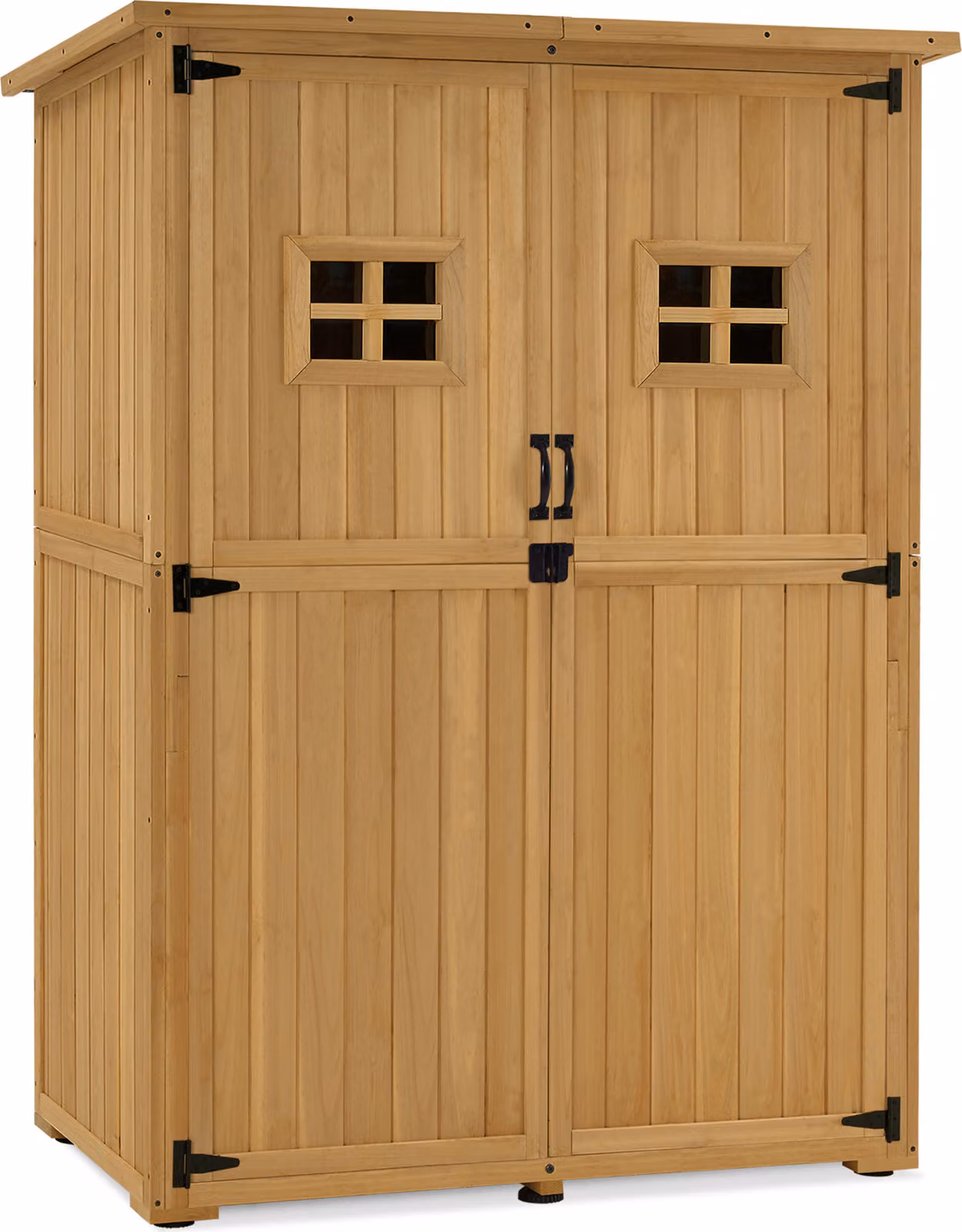 M MCombo Armadietto da giardino in legno, casetta da giardino piccola resistente alle intemperie, ripostiglio per attrezzi da esterno, per uso esterno, 127×59×168 cm, 0912D (naturale)