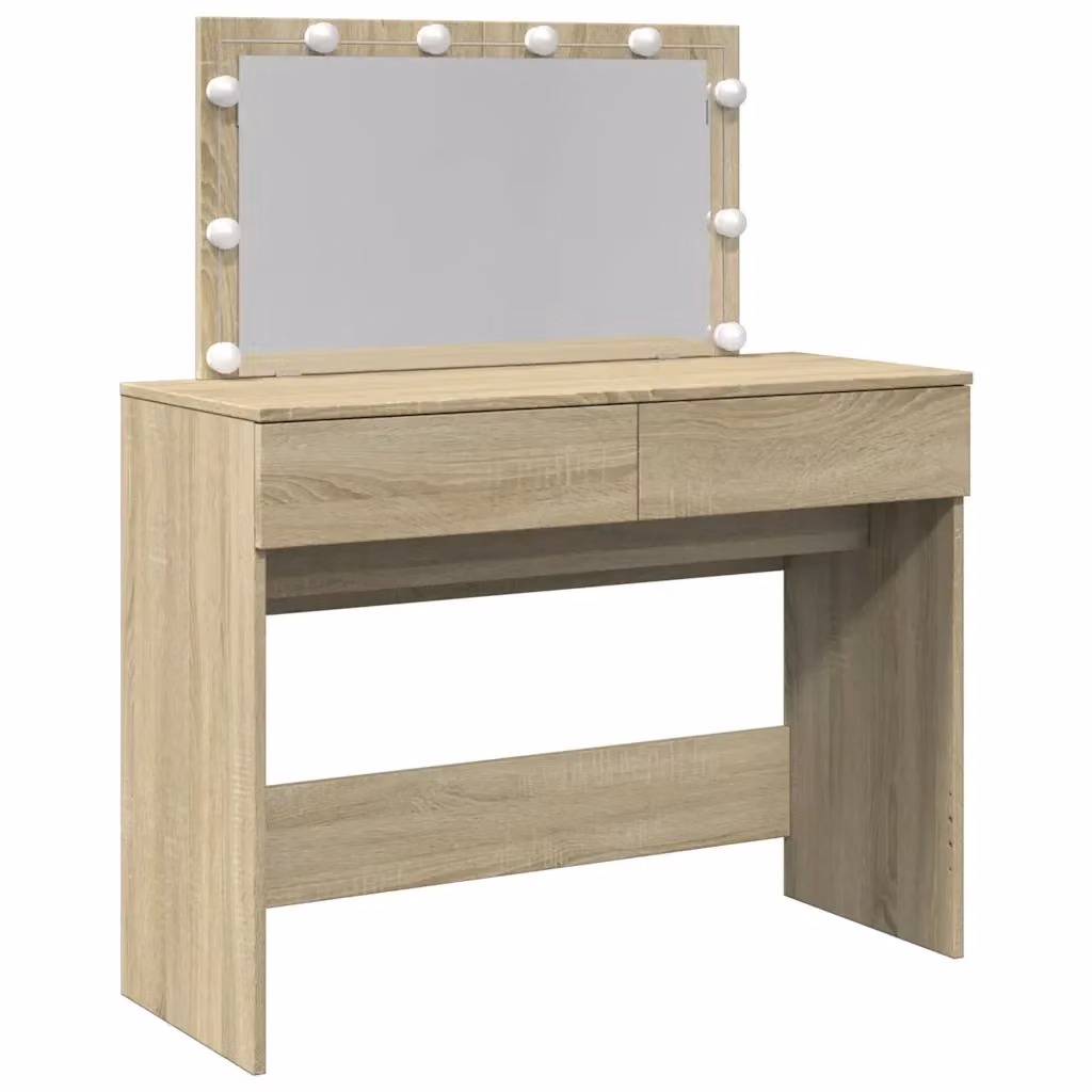 vidaXL Toeletta con LED in Rovere Sonoma, L: 100 cm, P: 40 cm, H: 120 cm – 2