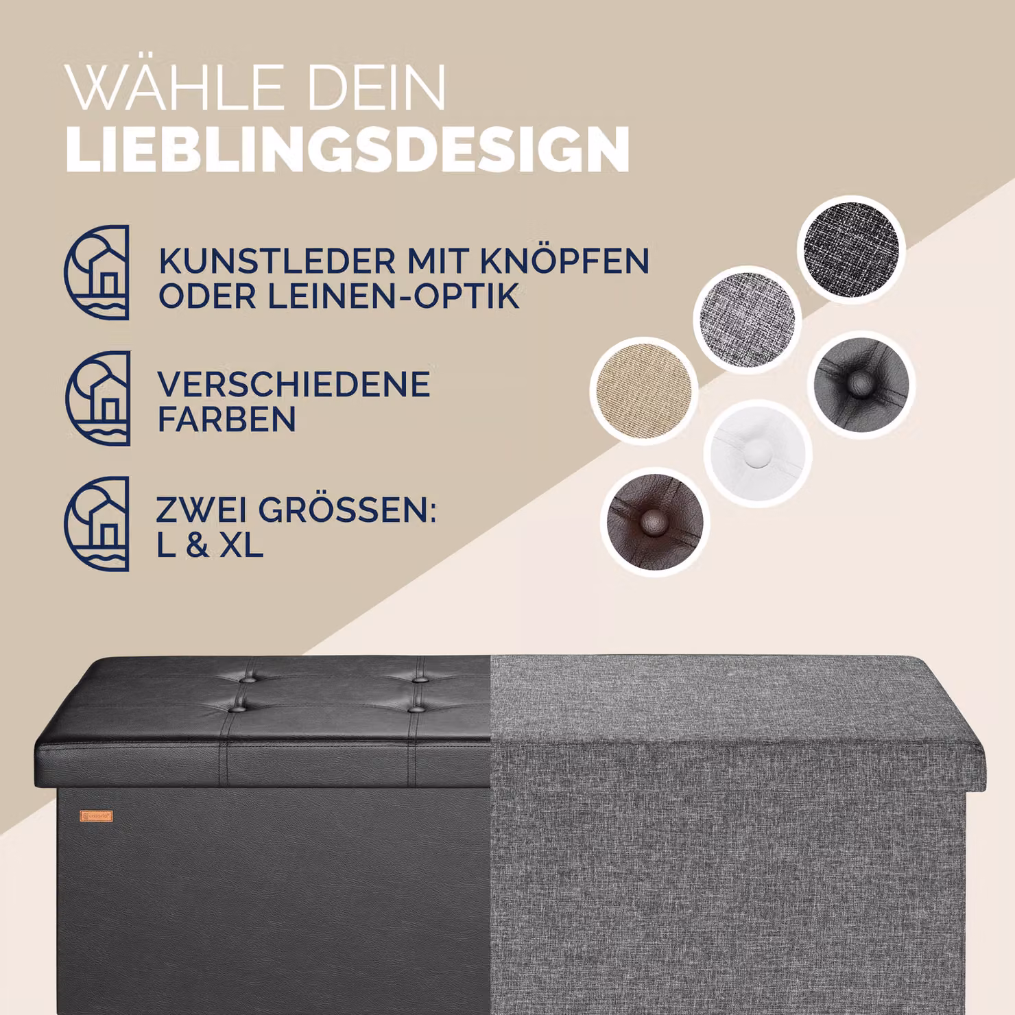 Pouf seduta Casaria nero L: 115 cm, P: 38 cm, H: 38 cm – 3