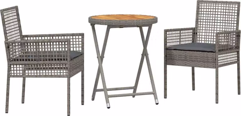 Set Bistro da Giardino 3 pcs Grigio polyrattan