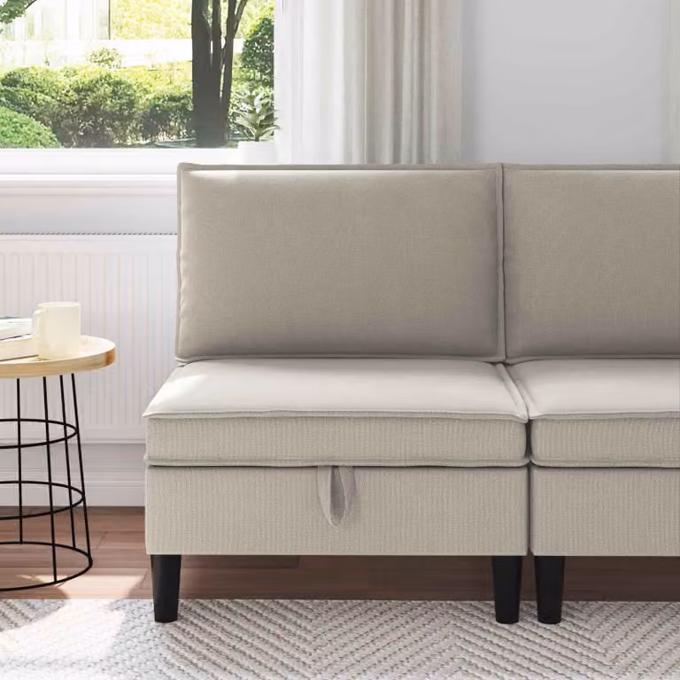 Divano medio con contenitore vidaXL in velluto beige per il tuo soggiorno