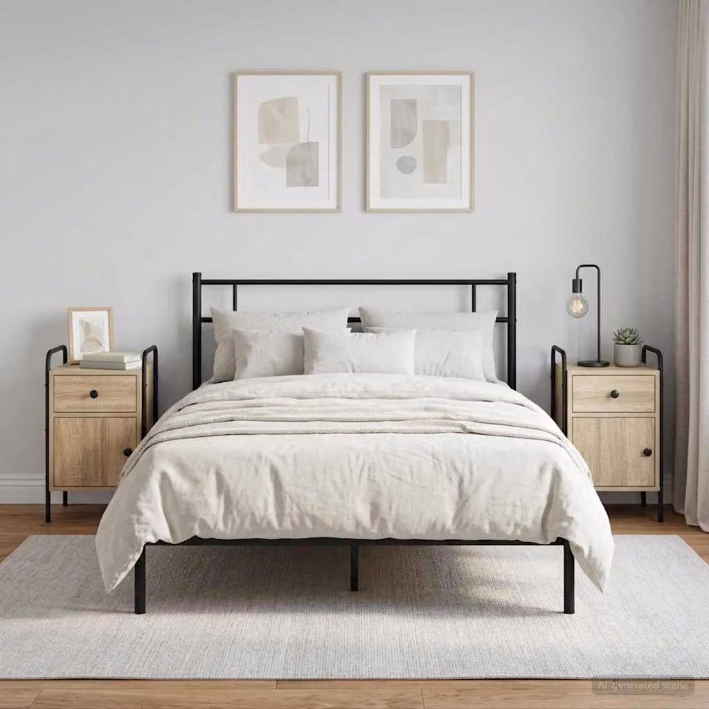 Set di 2 Armadi da Notte vidaXL in Rovere Sonoma e Nero, L/P/H: 35 x 36,5 x 61 cm