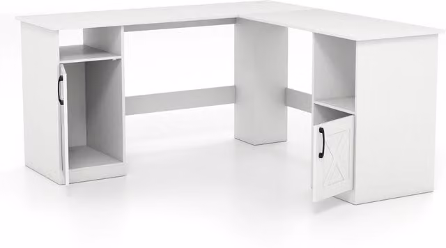 Scrivania angolare DESIGN IN in MDF bianco opaco per ufficio e soggiorno L/P/H: 150 x 100 x 76 cm