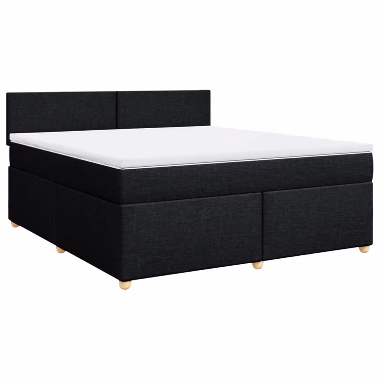 Letto a molle con materasso nero 180x200 cm in tessuto