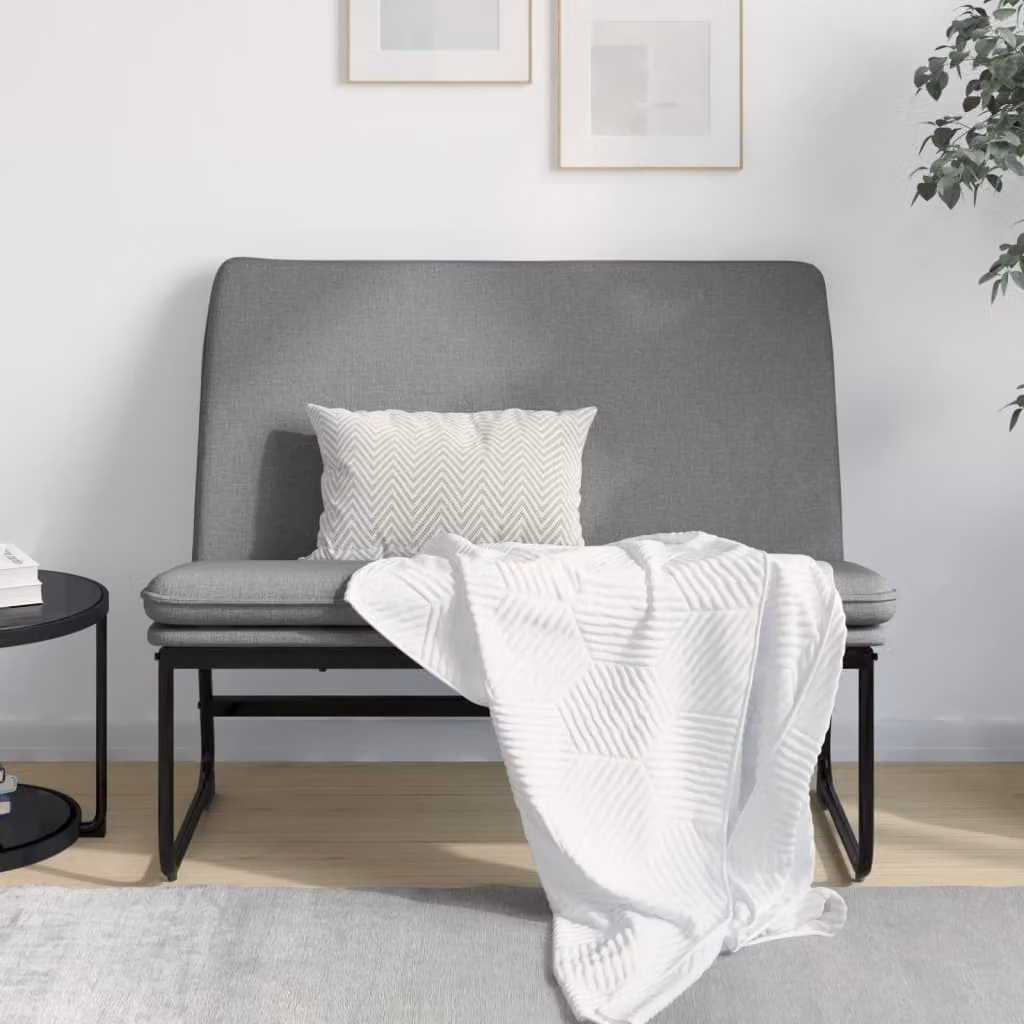 Panca moderna vidaXL in tessuto grigio con struttura in metallo e plastica L 100 cm x P 75 cm x H 76 cm
