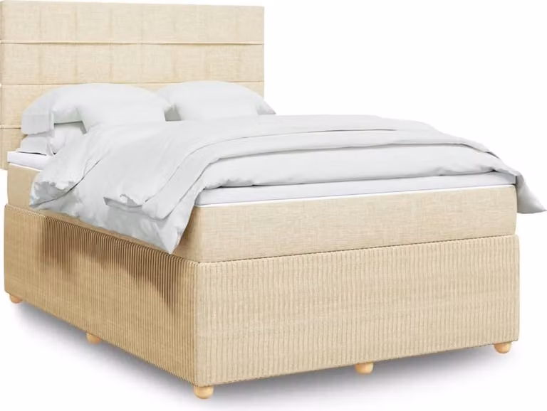 Maison Exclusive - Letto boxspring con materasso Crema 140x200 cm Tessuto