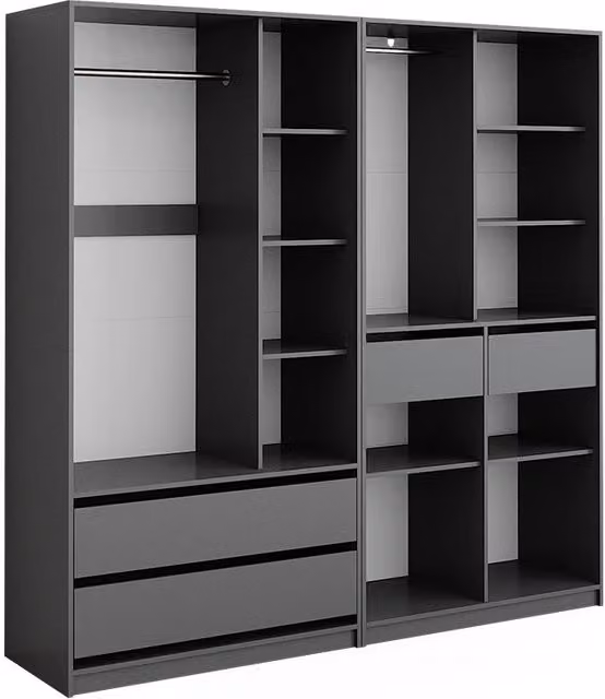 Armadio Elmo Antracite 200 x 200 cm Set di 2 Vicco