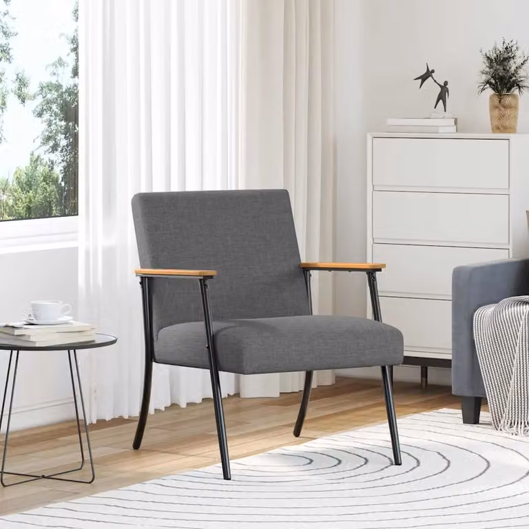 Poltrona vidaXL in tessuto grigio con braccioli e design minimalista