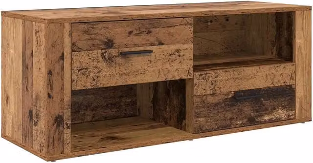 Mobile TV compatto in stile rustico HELLOSHOP26 con cassetto, colore marrone, in legno composito, L 100 cm x P 35 cm x H 40 cm
