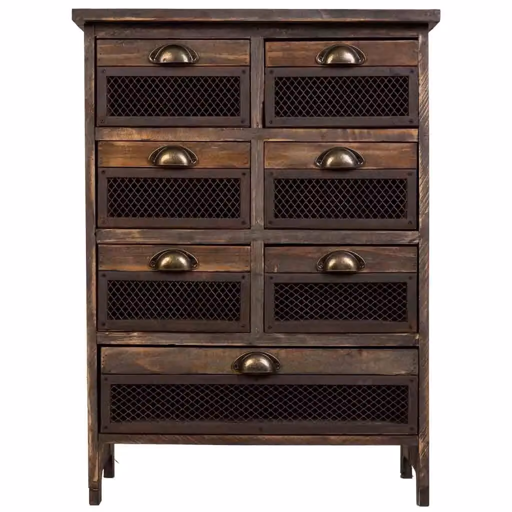 Cassettiera in legno di abete Wanderlust Deco marrone e oro con 7 cassetti L: 59 cm, P: 34 cm, H: 80,5 cm – 2