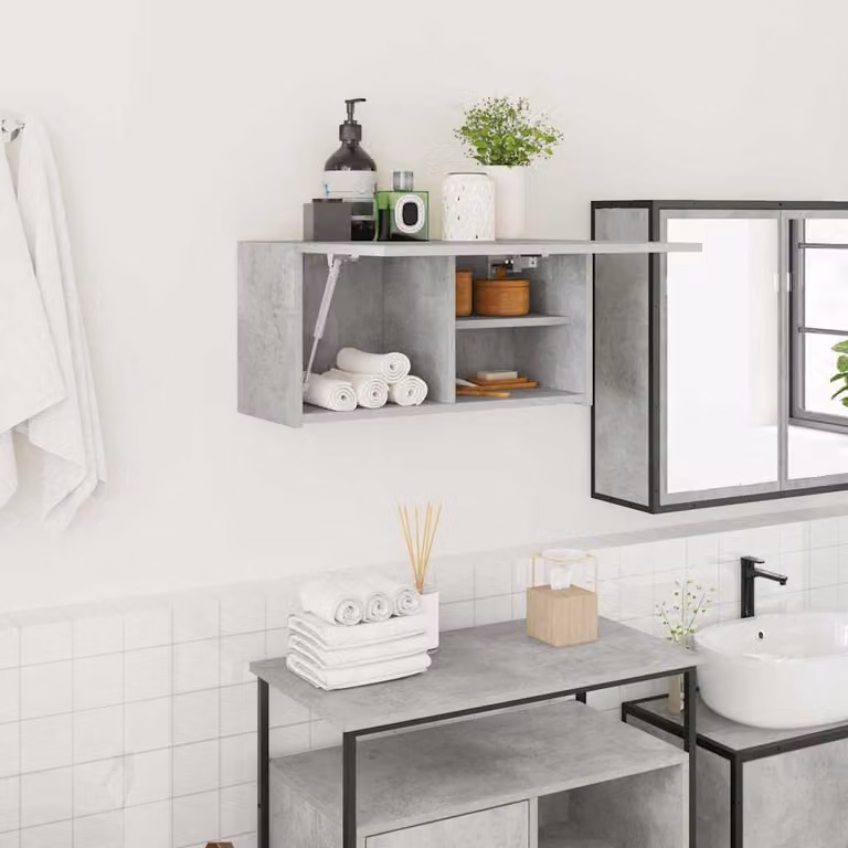 Armadietto da bagno sospeso vidaXL Grigio con ripiani interni L: 60 cm, P: 25 cm, H: 30 cm