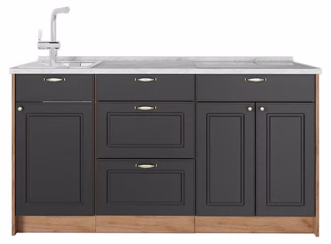 Cucine componibili piccole Vicco Fame-Line Oro-antracite rustico 150 cm, PL Marmo, Model 65405