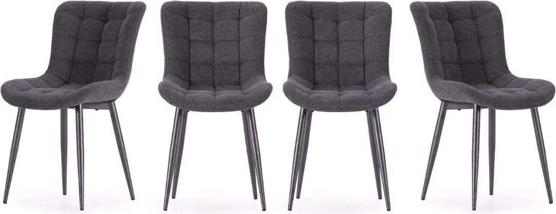 Calicosy - Set di 4 sedie in tessuto trapuntato con gambe in metallo, H 85 cm - MAË