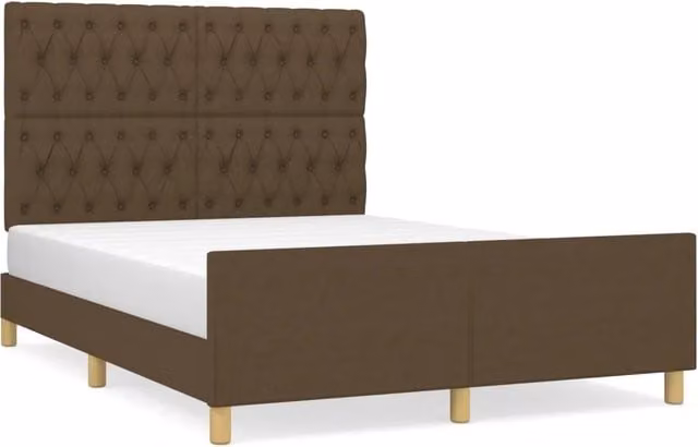 Letto matrimoniale | Letto per adulti | Giroletto senza Materasso Marrone Scuro 140x200 cm Tessuto