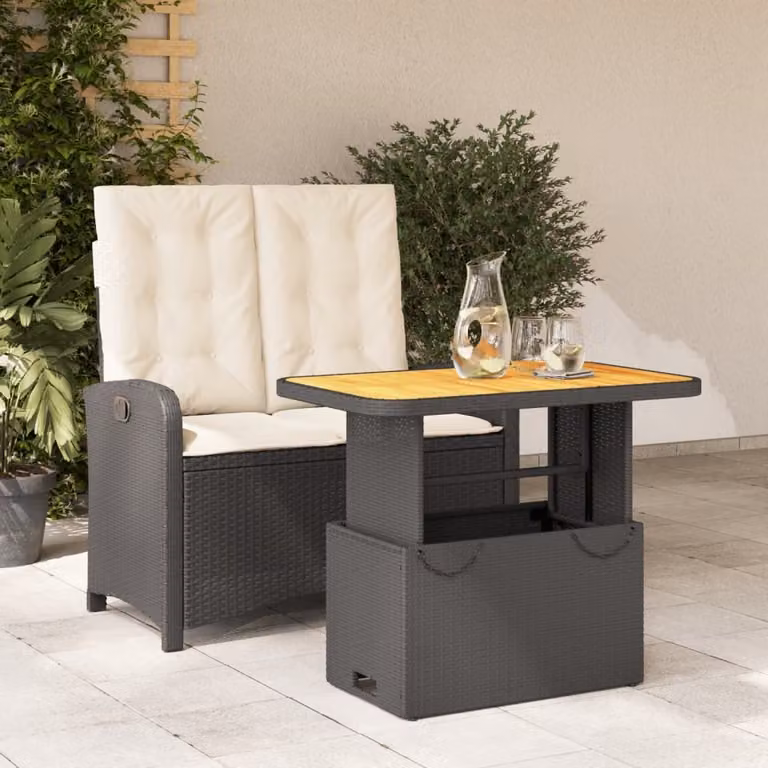 Maison Exclusive - Set da Pranzo da Giardino 2 pz con Cuscini Nero in Polyrattan