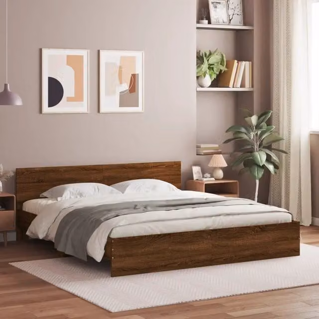 Giroletto con Testiera-Struttura Letto con testiera Rovere Marrone 200x200 cm