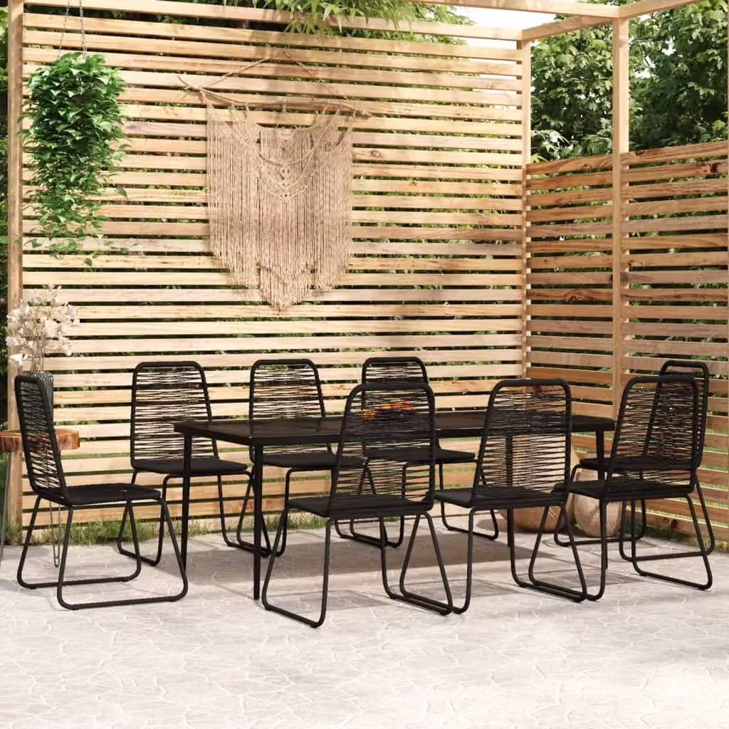The Living Store 9 pezzi. Set da pranzo da giardino Nero
