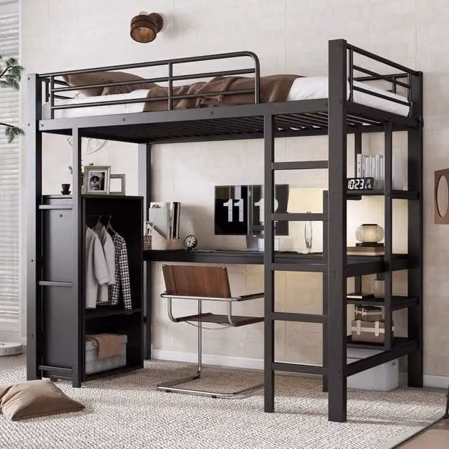 letto a castello metallo nero 90x200 cm