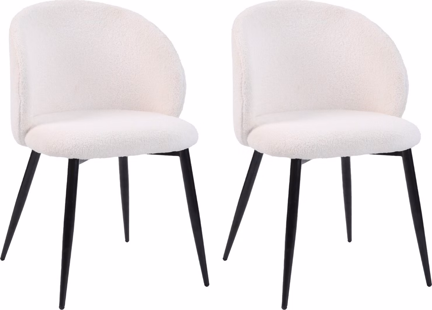 Sedie Mobili Rebecca Karamu 81x54x56 Tessuto Teddy Metallo Crema Nero Moderno SET 2 pezzi Parzialmente assemblato