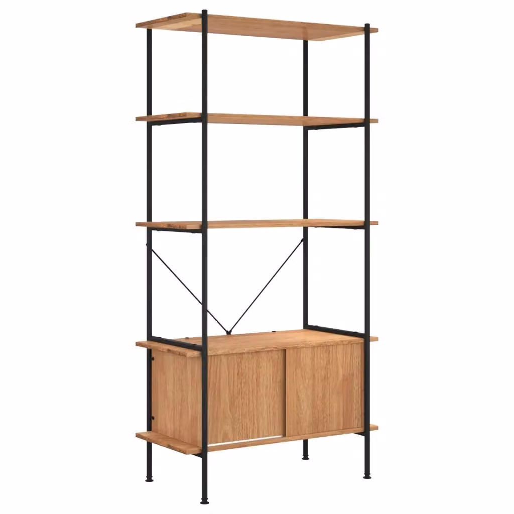 Scaffalatura a 5 Livelli vidaXL in Acciaio e Legno, Stile Industrial, Colore Nero e Marrone, L 80 cm x P 40 cm x H 163 cm – 2