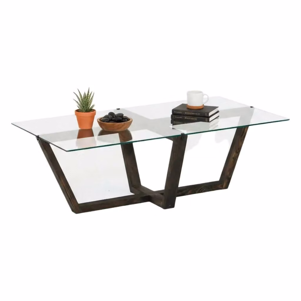 Tavolino da salotto moderno DMORA rettangolare in vetro nero antracite e trasparente L: 105 cm, P: 65 cm, H: 35 cm – 2