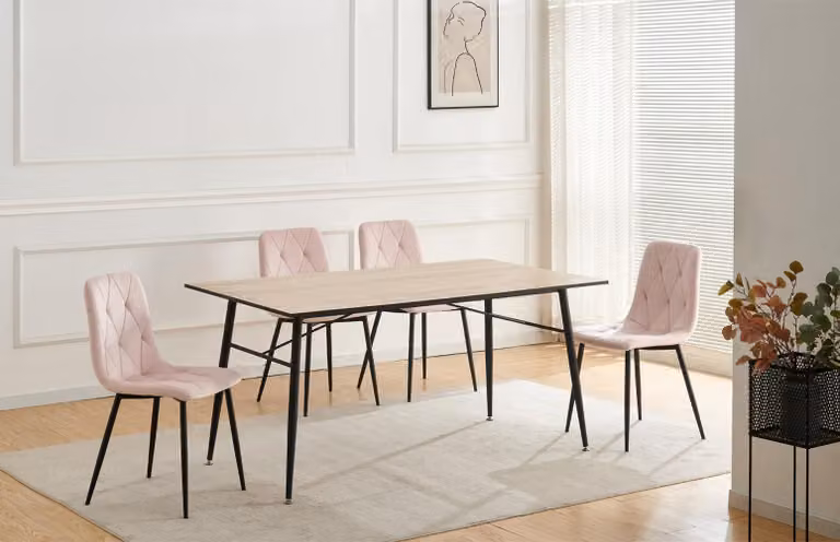Set di 4 sedie Mesa Eco Velvet Rosa