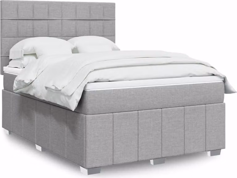 Maison Exclusive - Letto boxspring con materasso Grigio chiaro 140x190 cm Tessuto