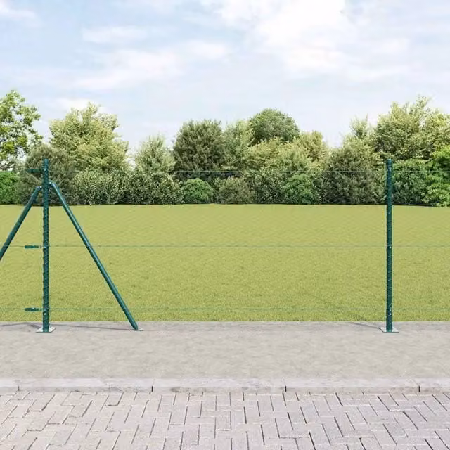 Recinzione esagonale vidaXL in acciaio rivestito in PVC verde con base in cemento L: 50 m, H: 1 m – 1