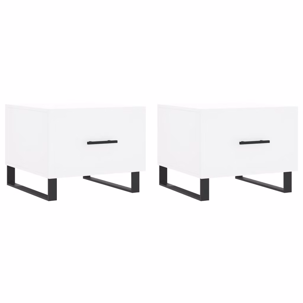 Tavolini da Salotto 2 pz Bianchi 50x50x40 cm Legno Multistrato