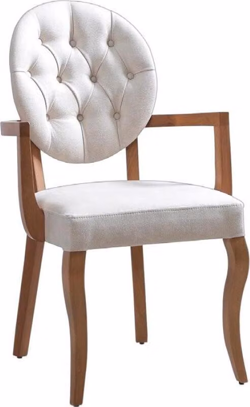 Stuhl Mit Armlehnen Polster Stühl Massiv Holz Textil Design Esszimmer Modern