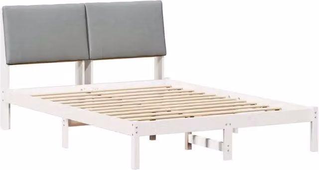 Letto matrimoniale | Letto per adulti | Struttura del Letto Bianco e grigio chiaro 160 x 200 cm