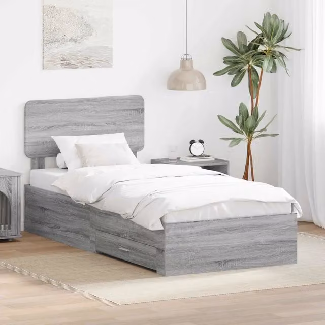 Struttura del letto con cassetto Grigio Sonoma 90 x 200 cm 3412423