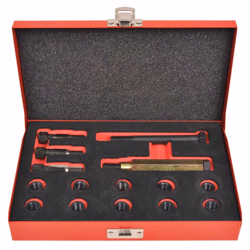 vidaXL Set di riparazione della filettatura delle candele 15 pezzi M10 x 1,0 mm